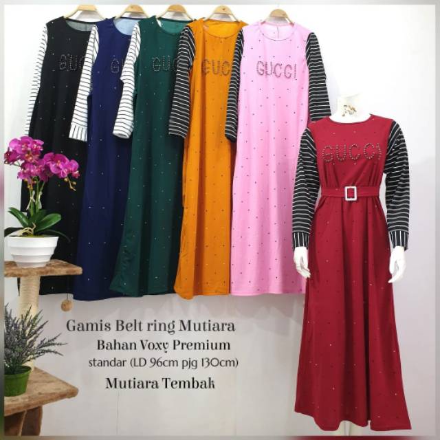 Gamis gucci belt ring mutiara