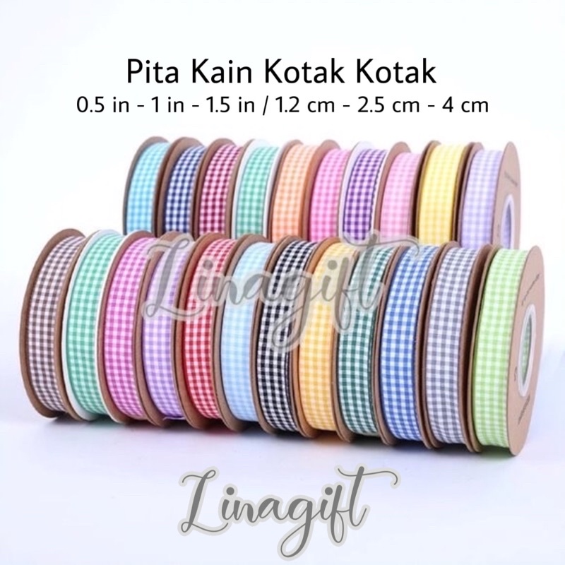 ( 3 Meter ) PLAID RIBBON - PITA KAIN KOTAK KOTAK 0.5 / 1 IN / 1.5 1.25 CM / 2.5 CM / 4 CM