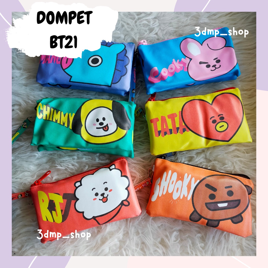 pencase tempat kotak pensil dompet bt21 lipat