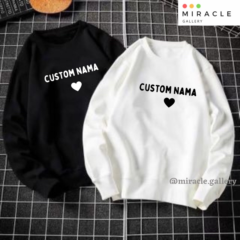 Sweater Oblong Couple / Sweater Pasangan CUSTOM TULISAN/KATA/NAMA/CUSTOM TEXT Bahan Fleece Premium