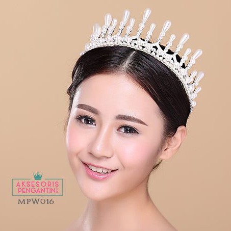 [PALING MURAH] CROWN WEDDING HIASAN RAMBUT MAHKOTA PENGANTIN SILVER MPW016