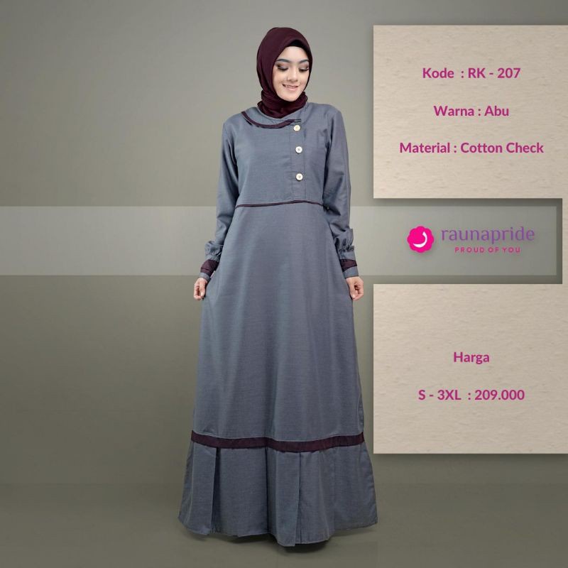 GAMIS TERBARU 2021 RAUNA RK-207 ABU