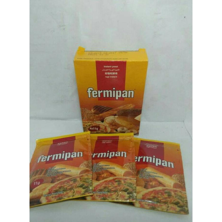 

Fermipan, ragi, yeast kemasan box 4x11gram (4pcs) DISKON