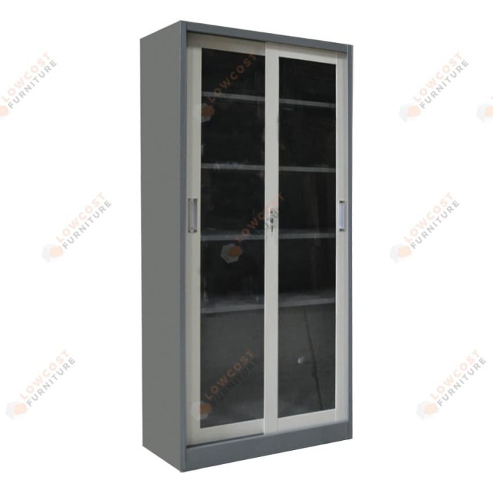 

READY Lemari arsip kantor besi 2 pintu sliding kaca 5 ruang - 85x40x180cm BERKUALITAS