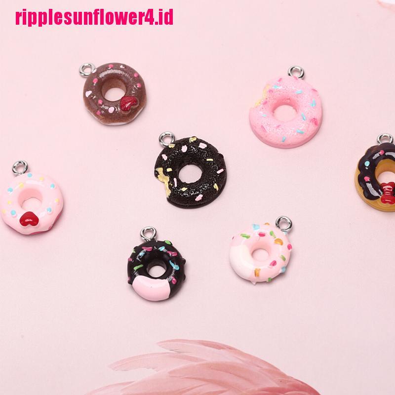 10pcs / set Liontin Bentuk Donat Bahan Resin Untuk Membuat Perhiasan