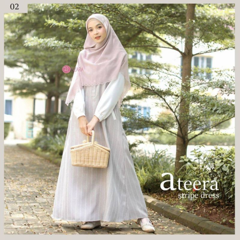 ATEERA DRESS BY ZIZARA GAMIS SYARI STRIPE SALUR