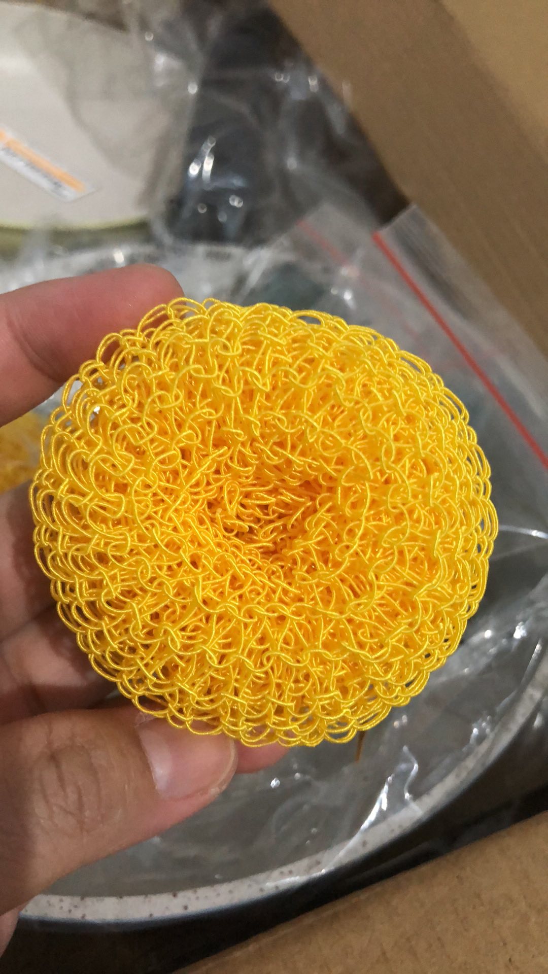 Sabut Cuci Piring Wajan Steincookware Benang Medan Rambut Jaring Sponge Cleaning Brush Blue Yellow