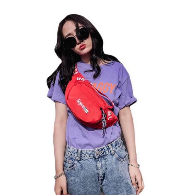 TASMURAH30_PROMO TAS SUPPREM CANTIK/ waistbag supp reme tas Slempang keren babis