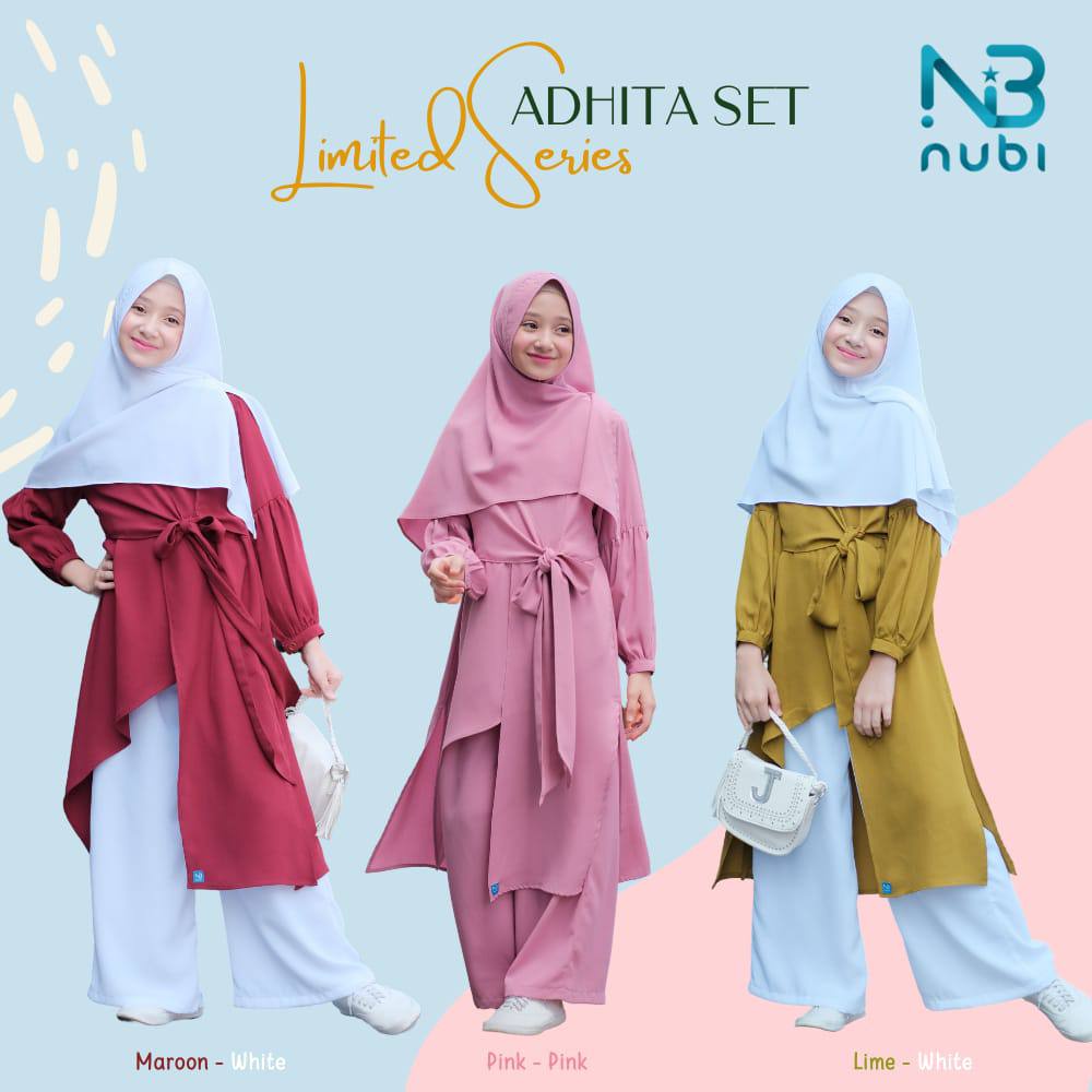Set Adhita by Nubi Setelan busana muslim anak terbaru Baju lebaran anak 2022 Pakaian anak perempuan 