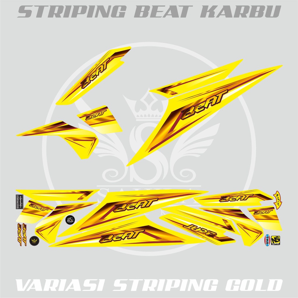 STRIPING BEAT KARBU / BEAT KARBU LAMA / STICKER VARIASI STRIPING MOTOR HONDA BEAT KARBU GOLD 01 KUNI