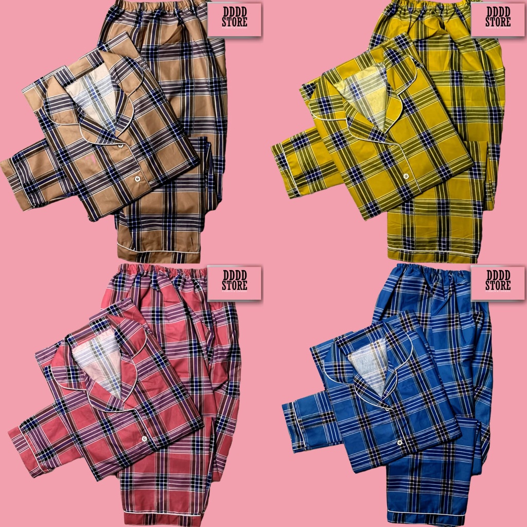 BAJU TIDUR WANITA/PIYAMA WANITA DEWASA KATUN MOTIF POLKADOT &amp; SALUR NEW CP/PP