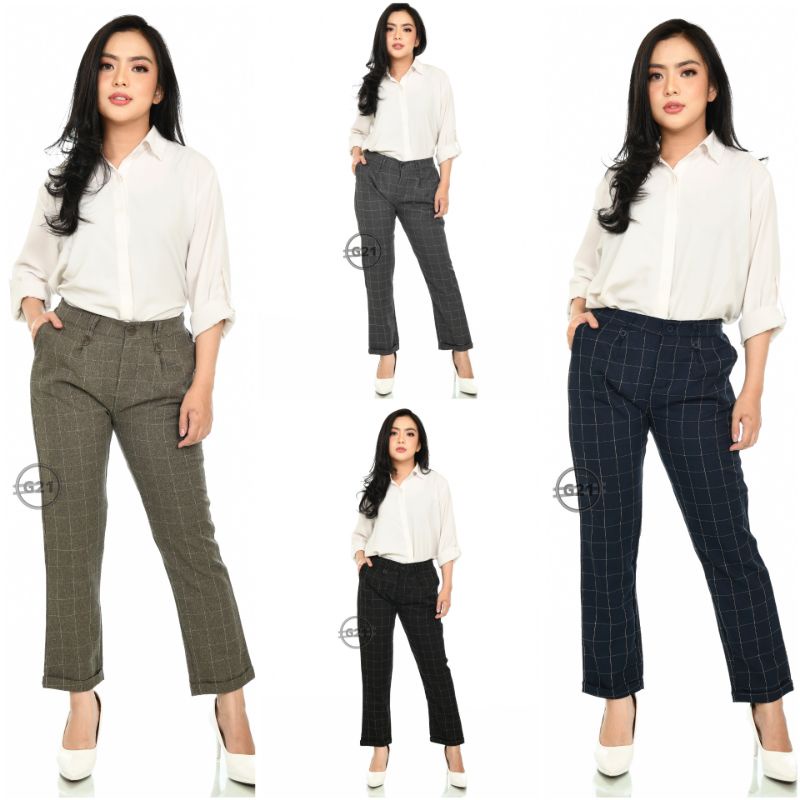 Celana Panjang Bahan Pinggang Karet Wanita Kerja Kantor Formal Casual Baggy Pants Celana Pinggang Karet Wanita Celana Casual Wanita Celana Kerja Wanita Celana Bahan Wanita Celana Kantor Wanita Celana Baggy Pants