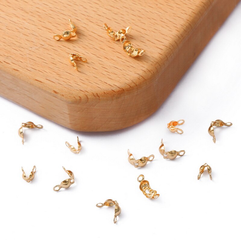 10/20Pcs 18K Gold Plated Copper Clasp Ball Chain End Crimps Beads Connector Components For DIY Jewelry Making