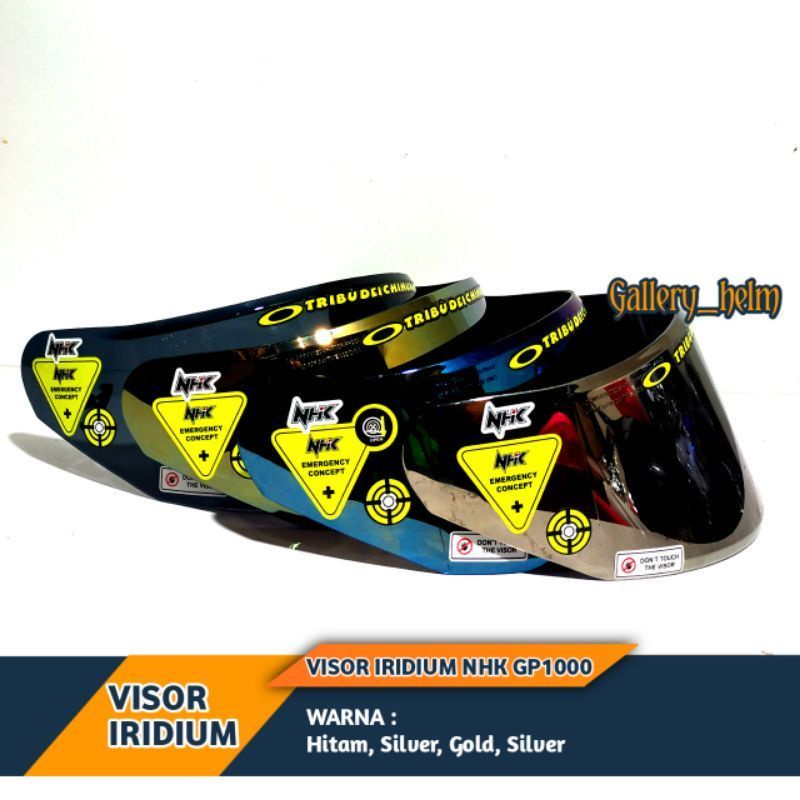 kaca helm flat visor NHK Gp1000 Gp Tech Gp Pro iridium blue/ gold/silver free stiker