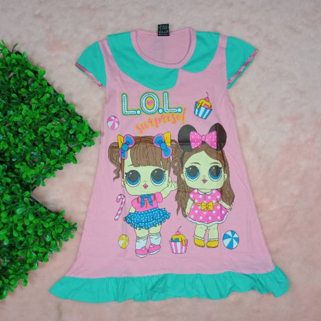 Ss#295 Dress Anak Perempuan Size 1-3tahun / Daster Anak Gambar Lol / Pakaian Anak Perempuan