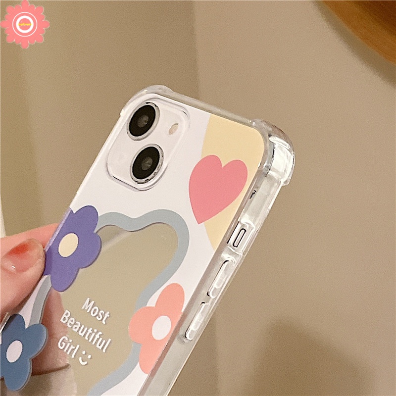 Soft Case Tpu Motif Bunga Aksen Cermin Untuk IPhone 11 7Plus 8Plus X XS Max XR 12 13 11 Pro Max 7 8 SE 2020