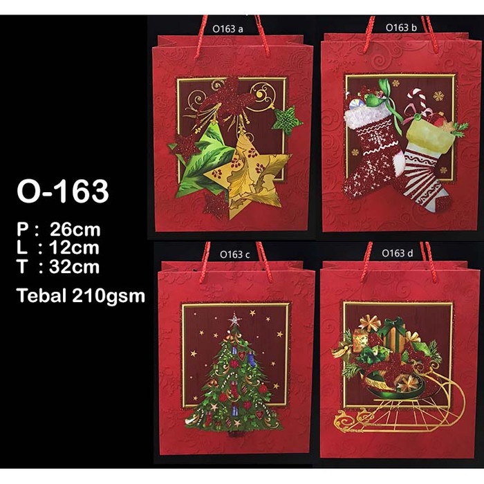 

✨ BISA COD ✨ GOODIE BAG | PAPERBAG NATAL UKURAN M [32*26*12cm] ISI 12PCS (O-163)