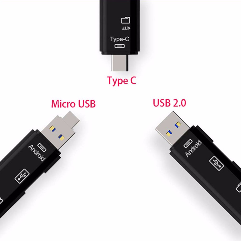 Natrberg Portable OTG Card Reader USB Type C Micro USB  D188 HITAM