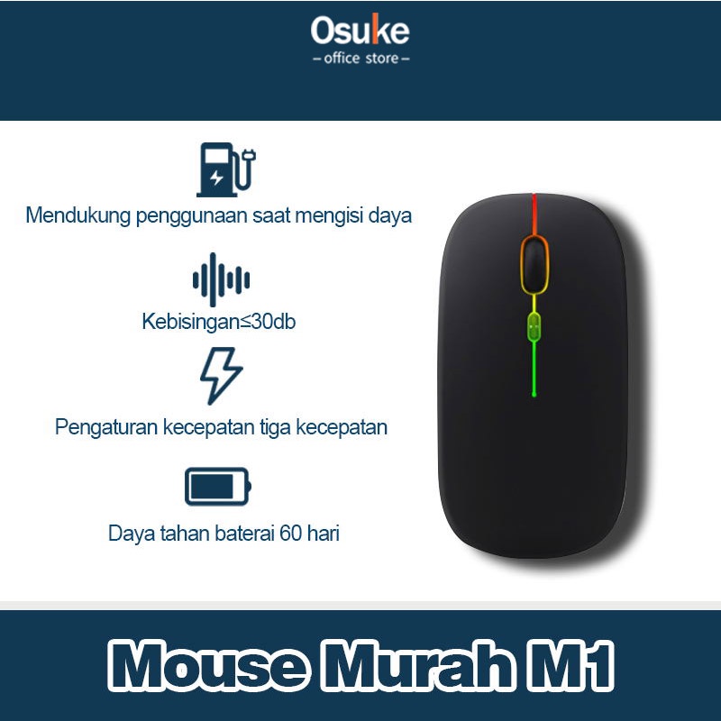 2.4G Silent Wireless Mouse Rechargeable 1600 DPI RGB LED Backlit Isi Ulang Mouse Gaming Ergono