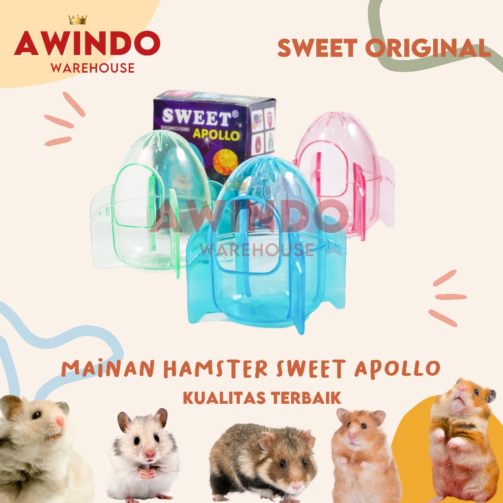 SWEET APOLLO - Mainan Rumah Hamster Tempat Tidur Main Mandi Hamster Bentuk Roket
