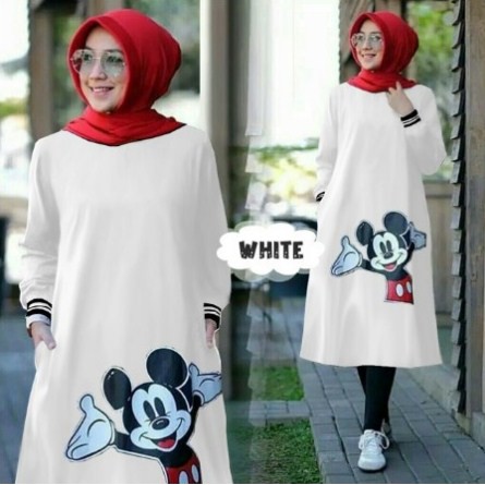 MIDI DRESS MICKEY JUMBO BAHAN BABYTERRY TEBAL TERBARU BAJU ATASAN WANITA KEKINIAN UKURAN XL MODEL LO