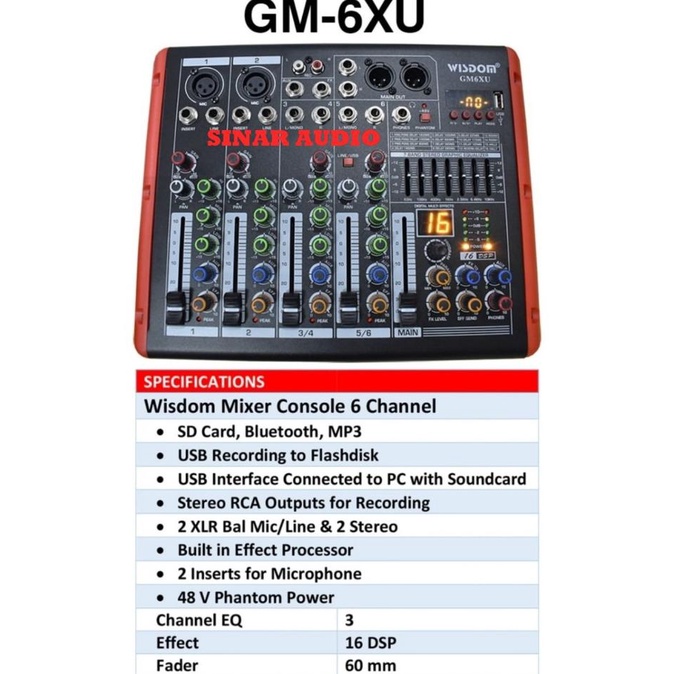 MIXER WISDOM GM6XU - GM 6XU - GM 6 XU 6 CHANNEL ORIGINAL