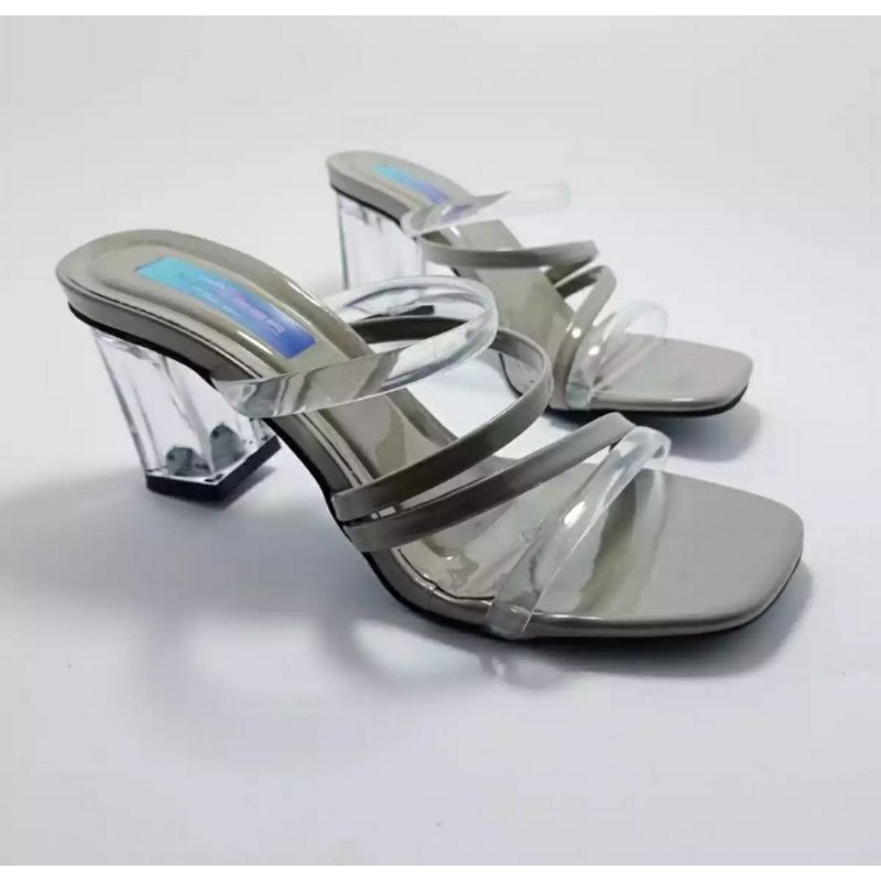 RAYA SANDAL WANITA HAK KACA 5 CM,JELI SILANG