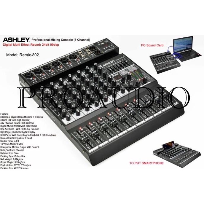 mixer ashley 8 channel Remix-802 original