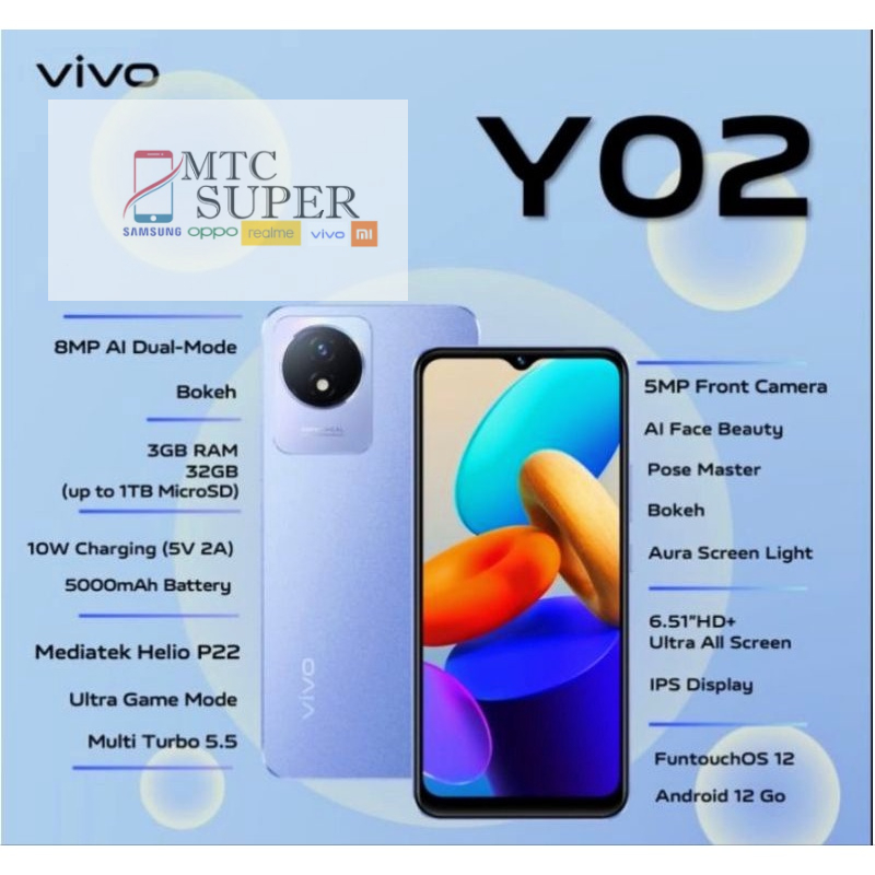 VIVO Y02 3/32 | VIVO Y02T 4/64 GARANSI RESMI