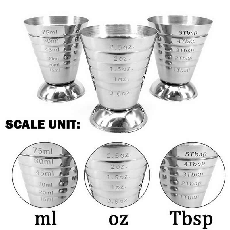 Gelas Ukur Bahan Stainless Steel Ukuran 75ml Untuk Minuman Cocktail