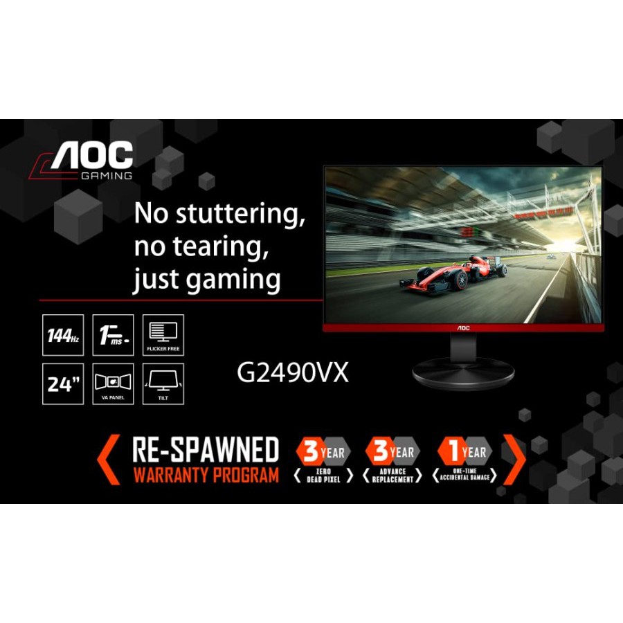 Monitor LED AOC G2490 G2490VX 24&quot; 1080p 144Hz 1ms HDMI DP Audio Out