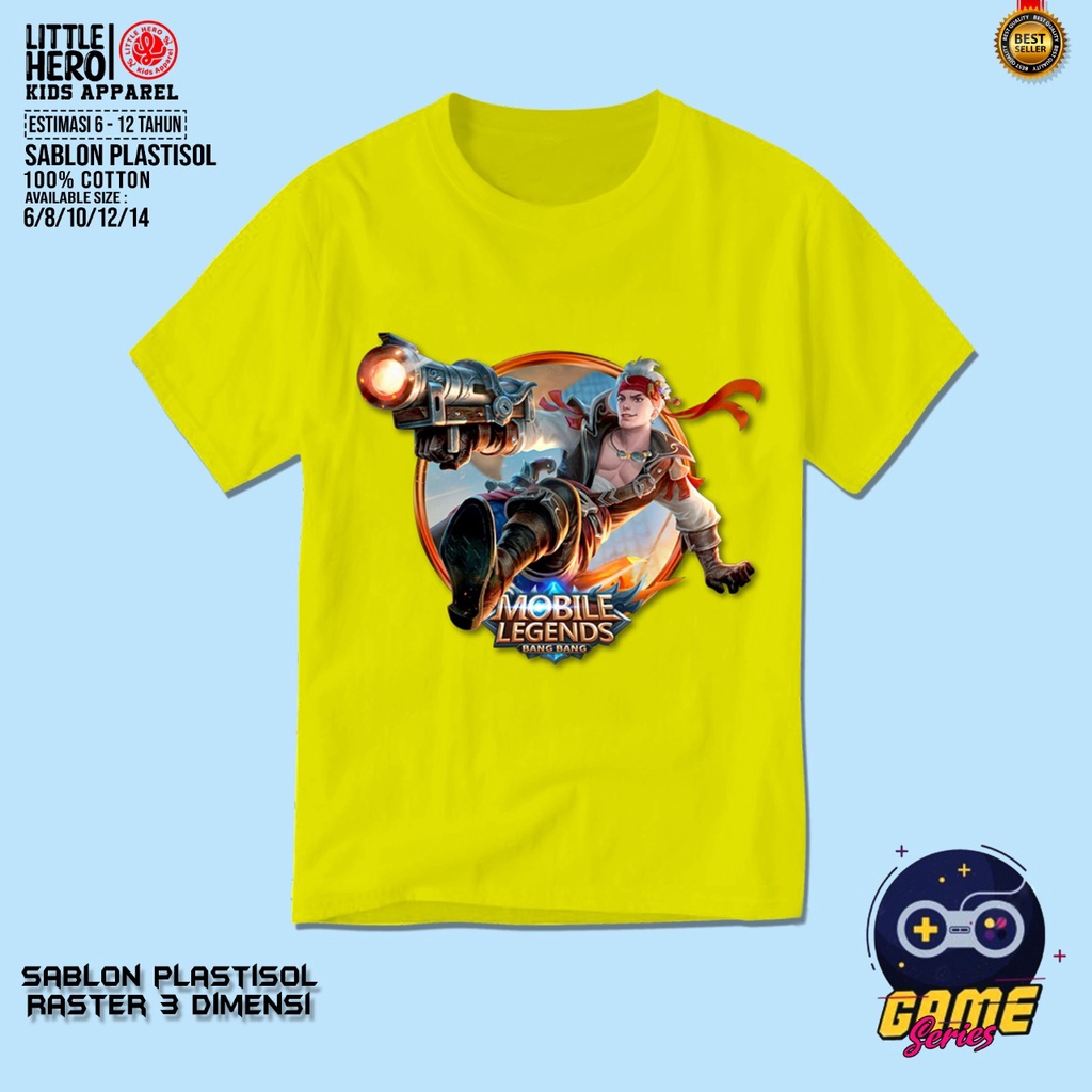 KAOS ANAK 3PCS 99RB LITTLE HERO GAMING SERIES BAHAN KATUN SABLON PLATISOL RASTER 3 DIMENSI 6-12 TAHUN