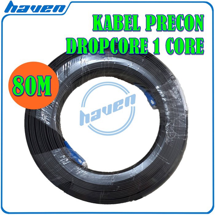 Kabel ftth dropcore precon fiber optik simplex single mode 1 core 80m