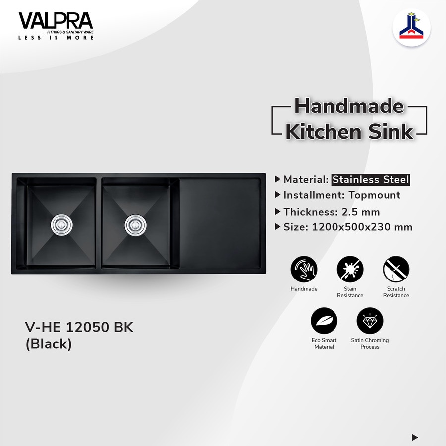 VALPRA BAK CUCI PIRING KITCHEN SINK V-HE 12050 BLACK