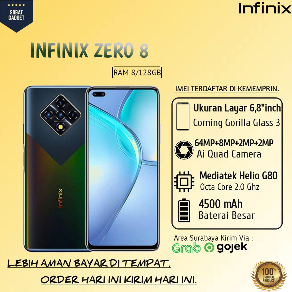 INFINIX ZERO 8 RAM 8/128 GARANSI RESMI INFINIX INDONESIA