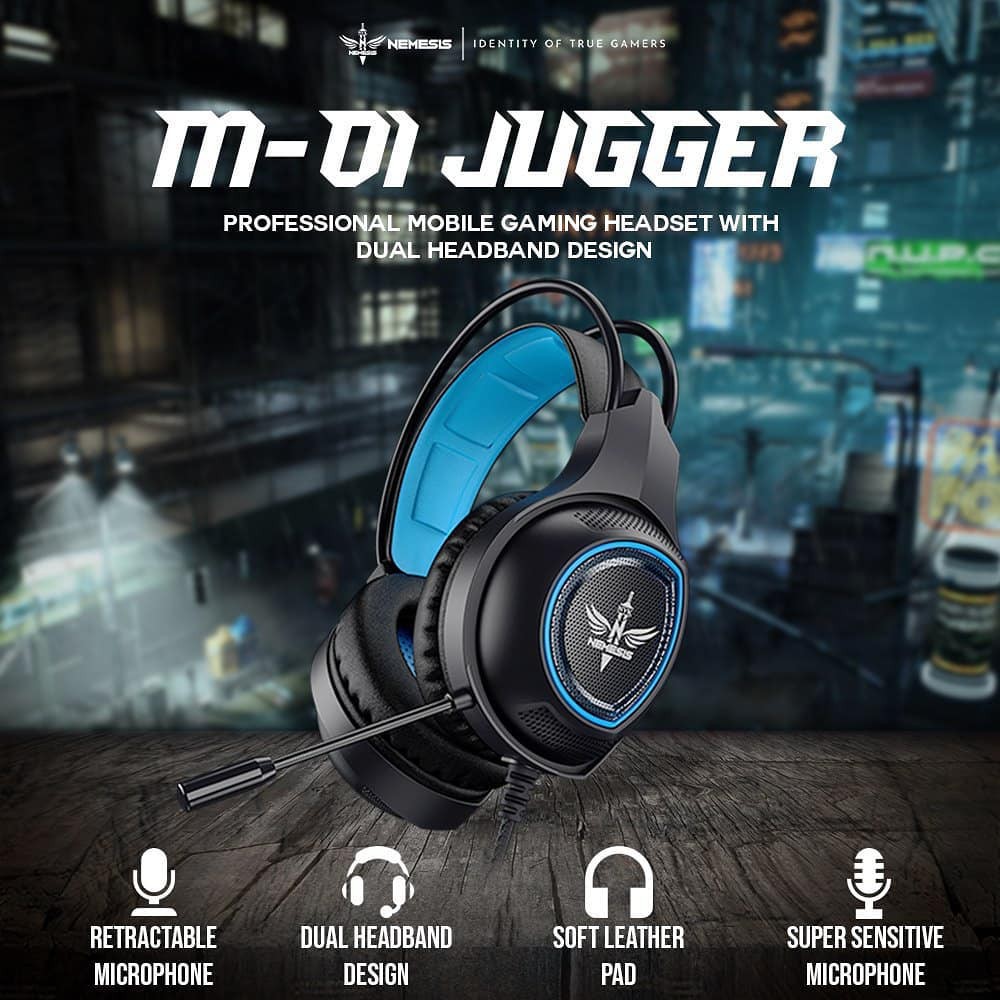 Headset Gaming Nyk nemesis Wired 3.5mm free audio splitter with mic Jugger Hs-M01 - Headphone m-01