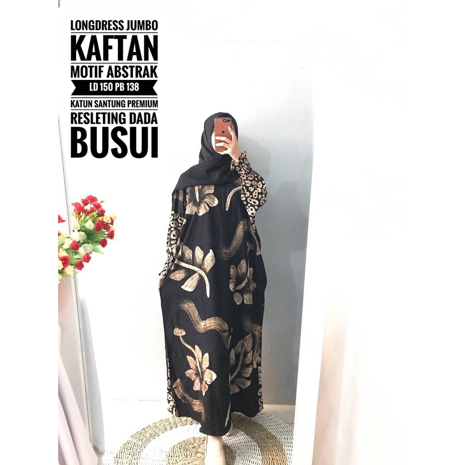 DASTER KAFTAN JUMBO LD 160 CM DASTER ARAB KELELAWAR LENGAN PANJANG PB 138 TIEDYE CAP BUSUI-2