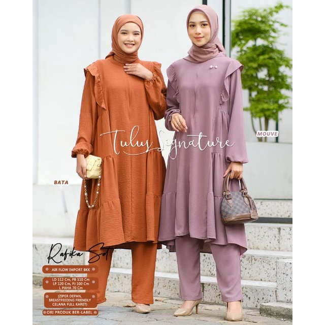 RAFIKA SET BY TULUS SIGNATURE / ONE SET WANITA MUSLIMAH / Setelan baju wanita airflow import