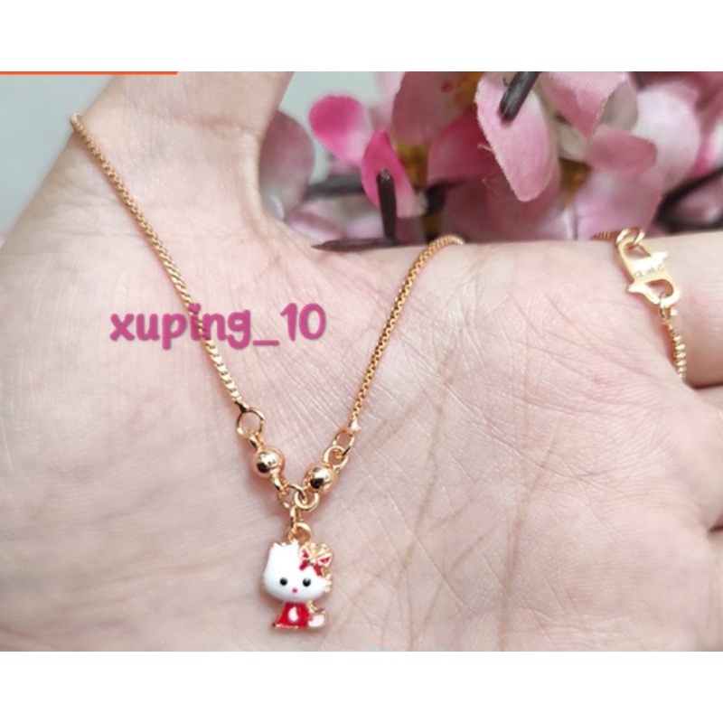 Perhiyasan Kalung Xuping Anak Gold Xuping Karakter Hello Kitty Merah