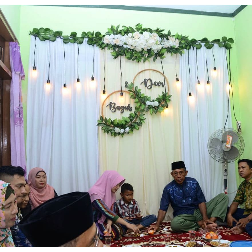 (BACKDROP TEMPEL TEMBOK) Dekorasi Lamaran, Backdrop Akad, Photobooth murah-SEWA