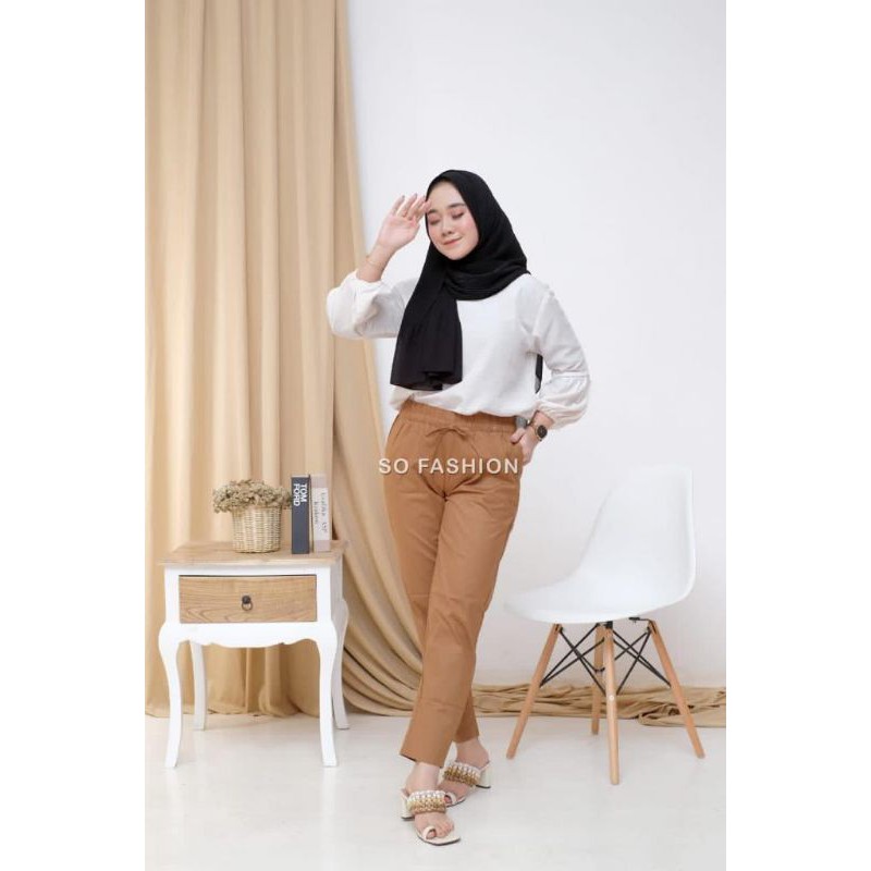 celana wanita casual katun strech