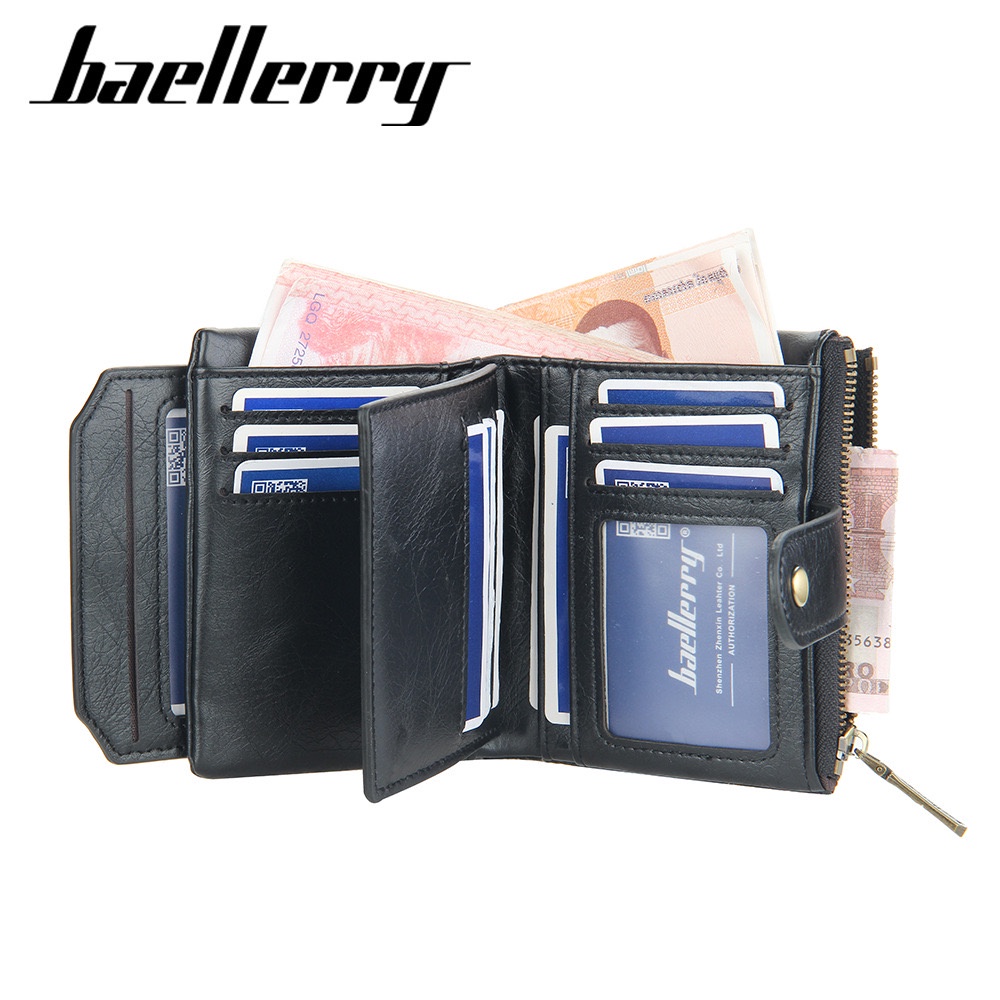 ORIGINAL BAELLERRY D3231 DOMPET LIPAT DENGAN RANTAI ANTI COPET KULIT PU