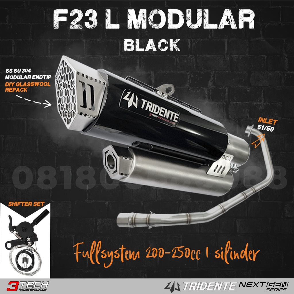 MATIC & SPORT 175 - 250cc 1 Silinder Knalpot 3 Suara 3tech Tridente F23 Modular Next Gen Series untu