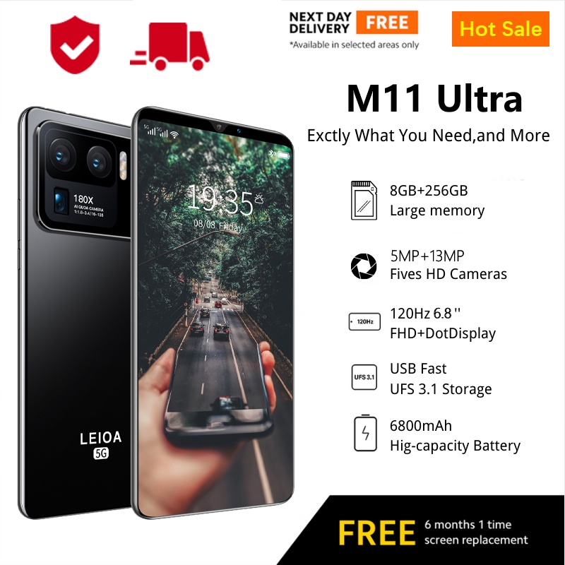 Baru Asli M11 Ultra Smartphone 8 GB + 256 GB Android 10.0 sistem Dual SIM  Handphone 5G Layar HD 6,8 inci Ponsel Gaming Legendaris