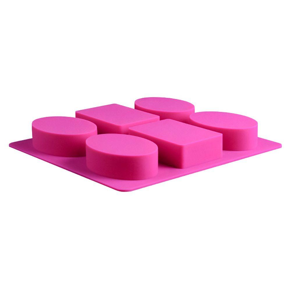 Solighter Cetakan Sabun Silikon 3D Multi Fungsi Persegi Panjang Oval DIY Craft Handmade Soaps Supplies