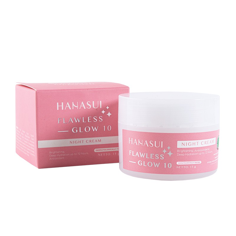 Hanasui Flawless Glow 10 NIGHT Cream / Krim Malam Hanasui Pink