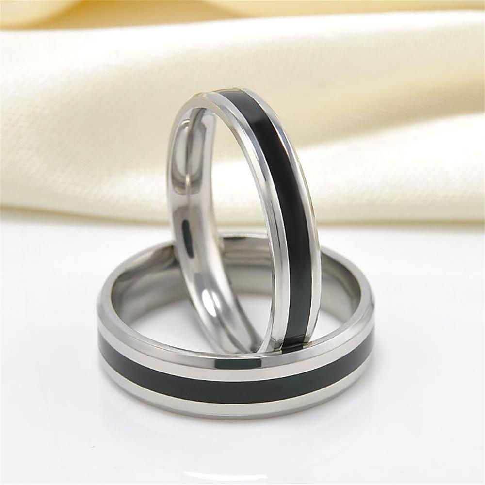 Lily Black Titanium Band Cincin Fashion Nikah Pasangan Lebar 4/6MM