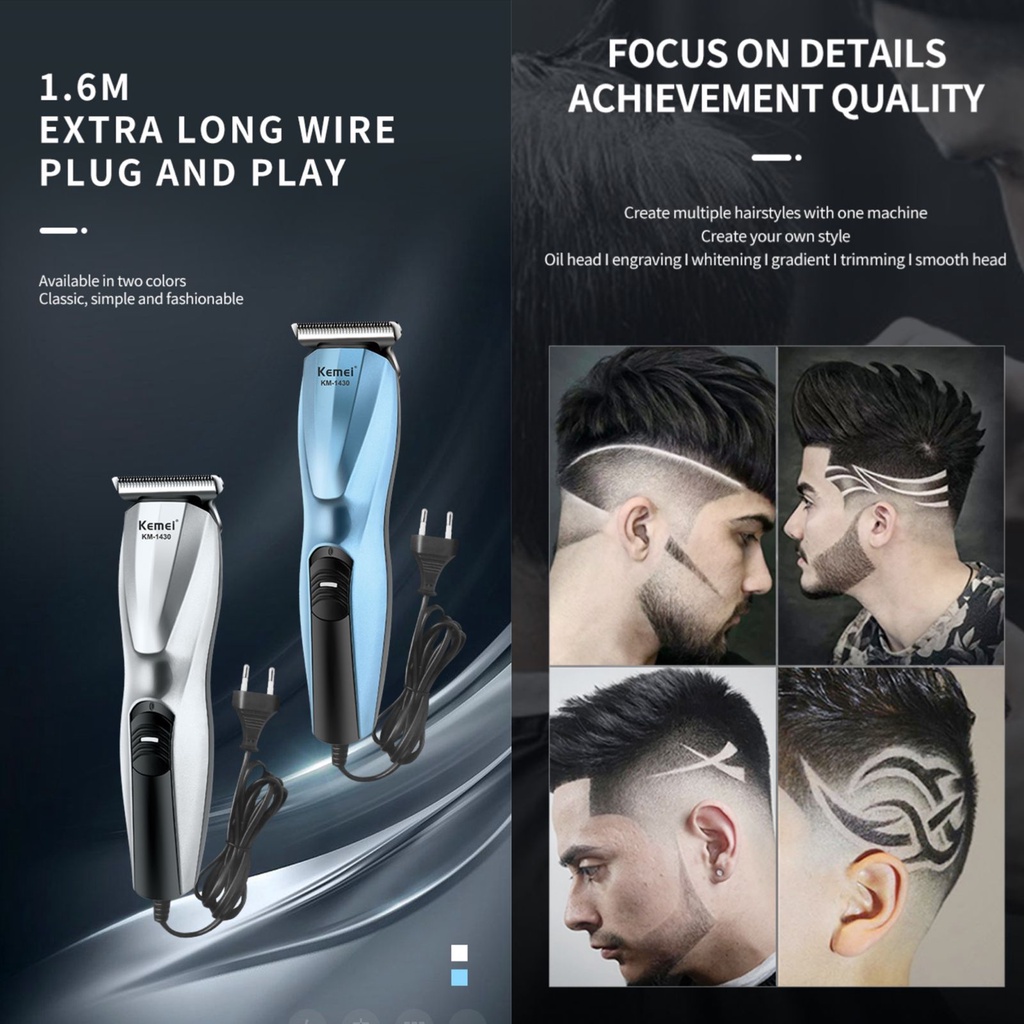 Alat Cukur Rambut Hair Clipper Detailer Trimmer Mesin Cukuran Jenggot Kumis Kemei KM 1430 1431