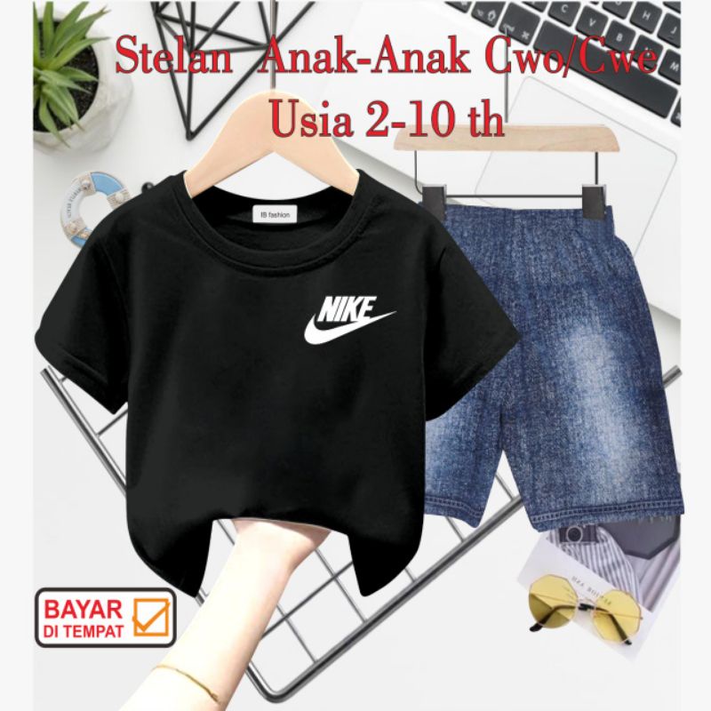 ((IB))SETELAN ANAK2 UNISEX SEMI JEANS/NIK3 DIGITAL SABLON