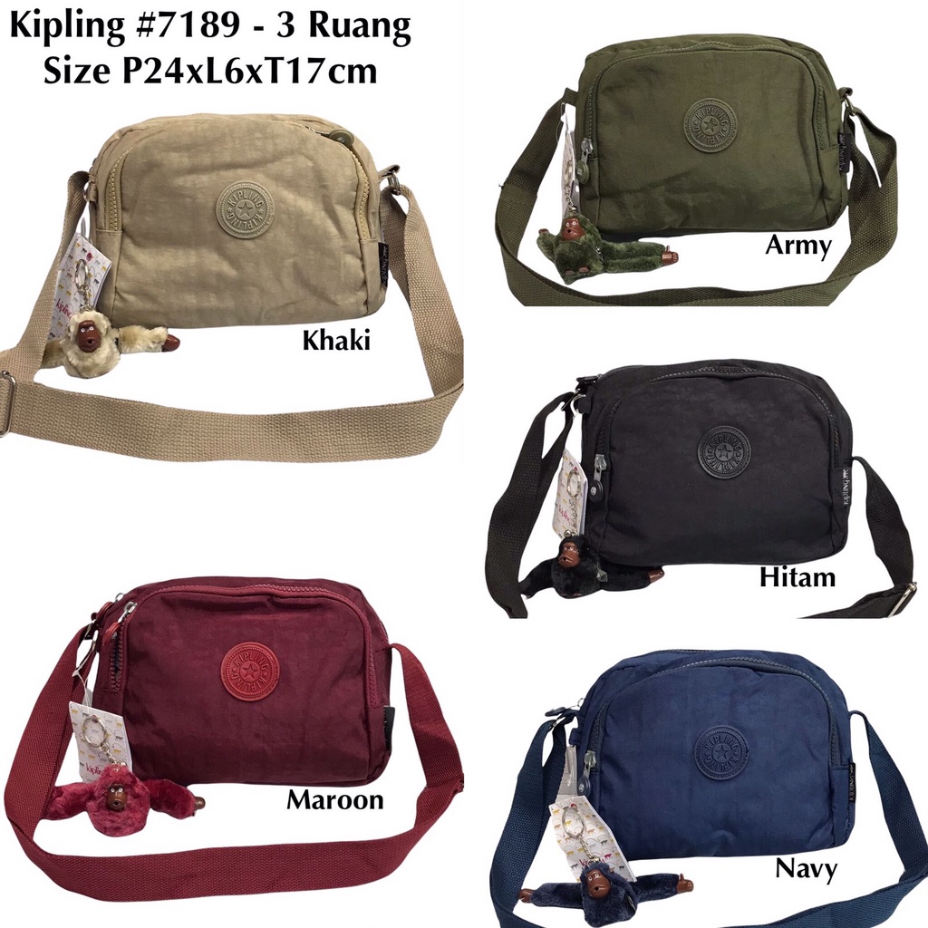 tas slempang murah selempang wanita polos kanvas ukuran sedang kipling 7189